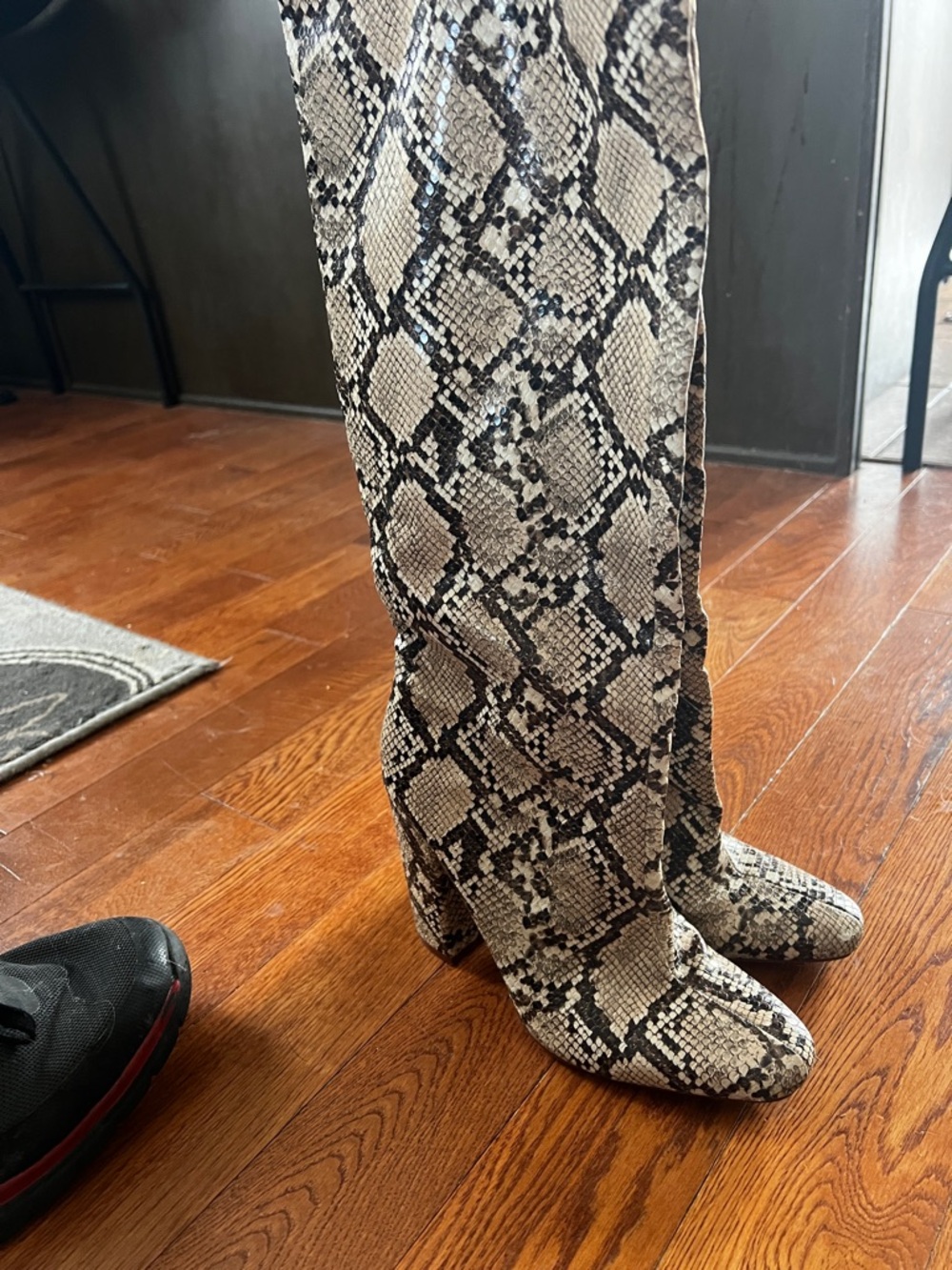 Zara Snake Print Knee-High Boots - Picture 4 of 7